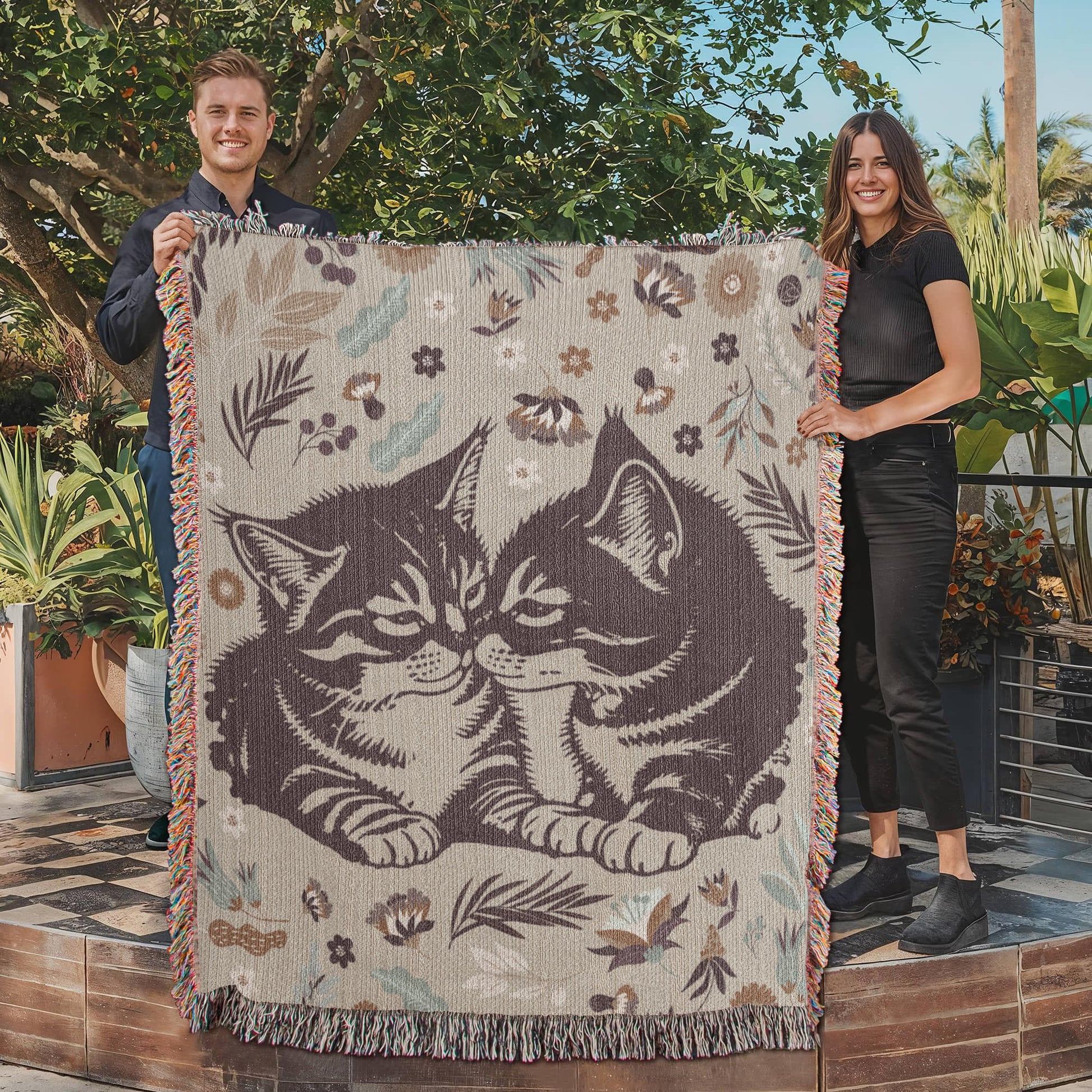 Snuggling Kitties - Woven Blanket-Buy Finer Things