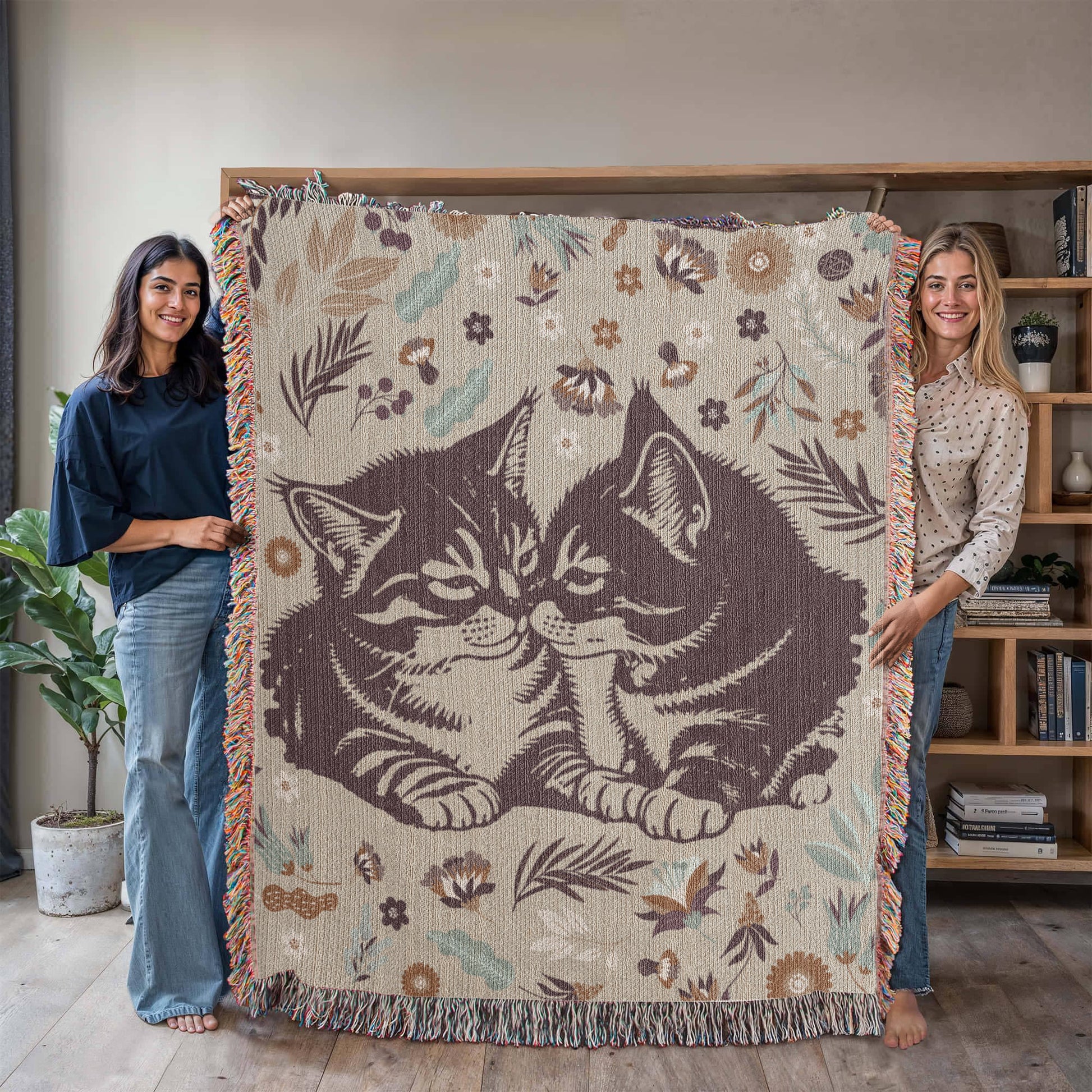 Snuggling Kitties - Woven Blanket-Buy Finer Things