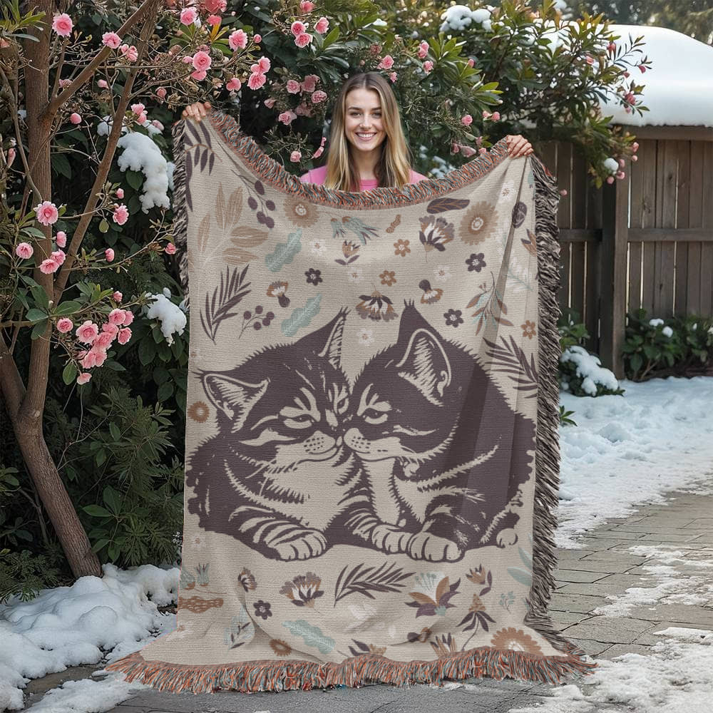 Snuggling Kitties - Woven Blanket-Buy Finer Things